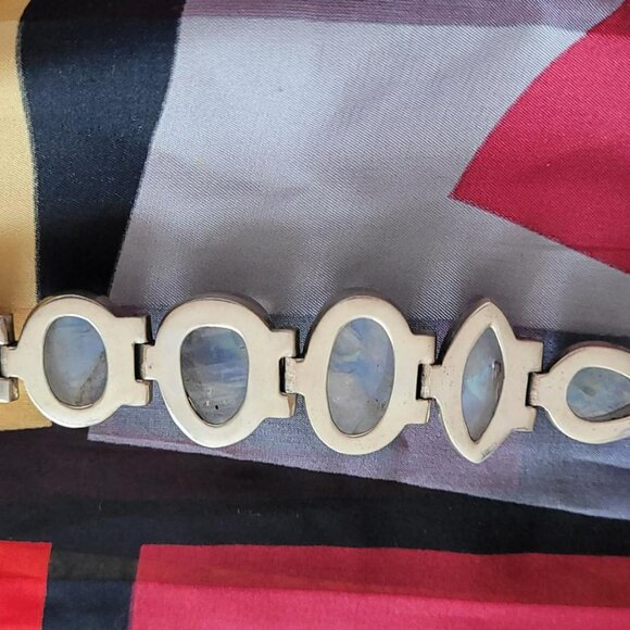 Rainbow Moonstone Sterling Silver Bracelet - Picture 2 of 3